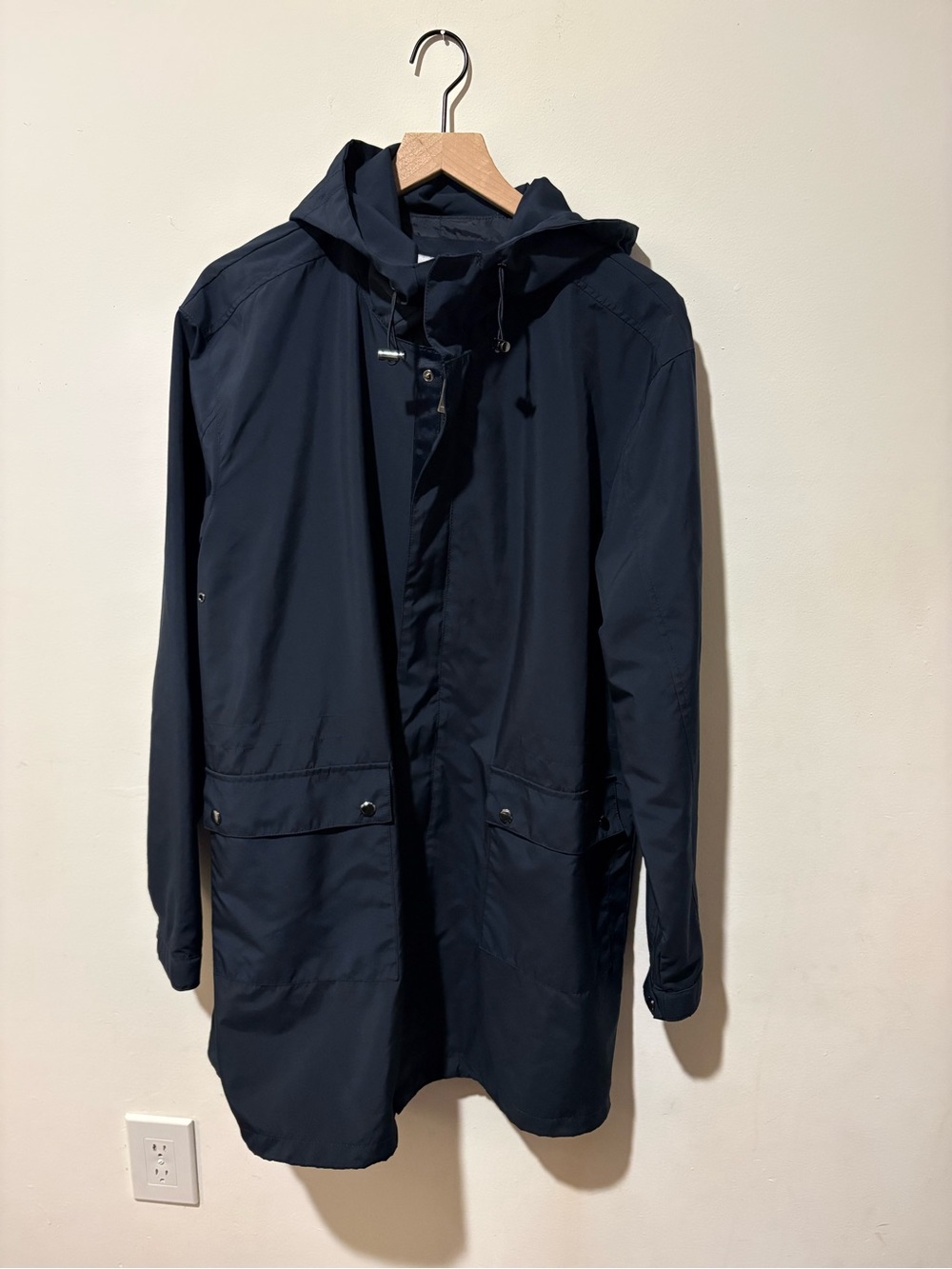 Zara Men's Navy Hooded Raincoat